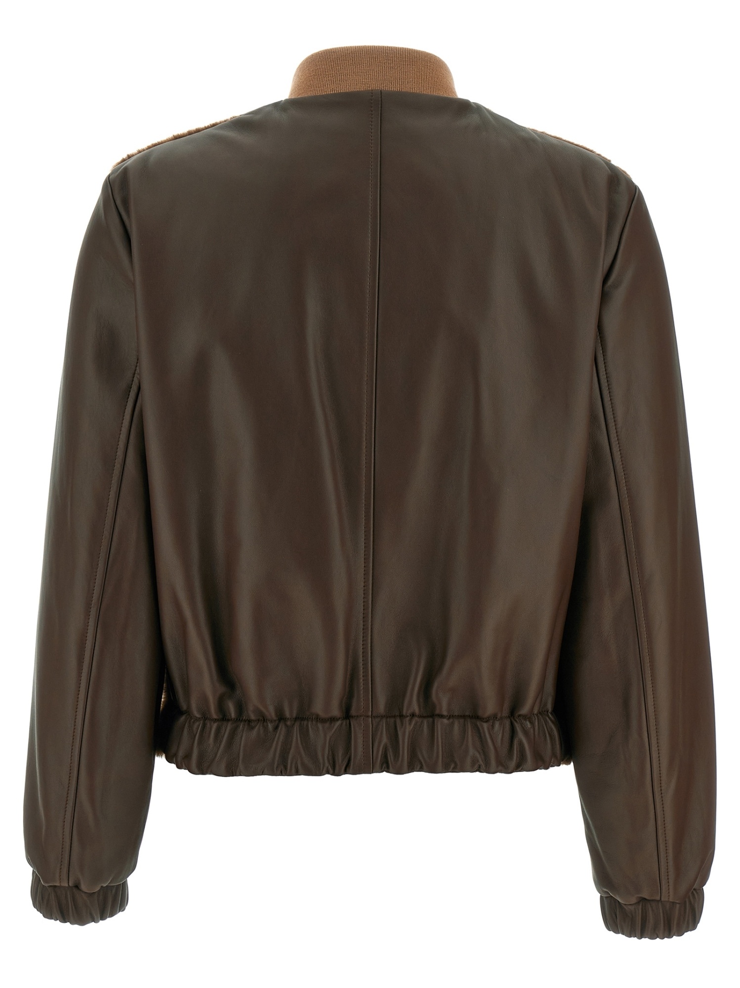 Fabiana Filippi Bomber Jacket With Faux Fur Front In Brown