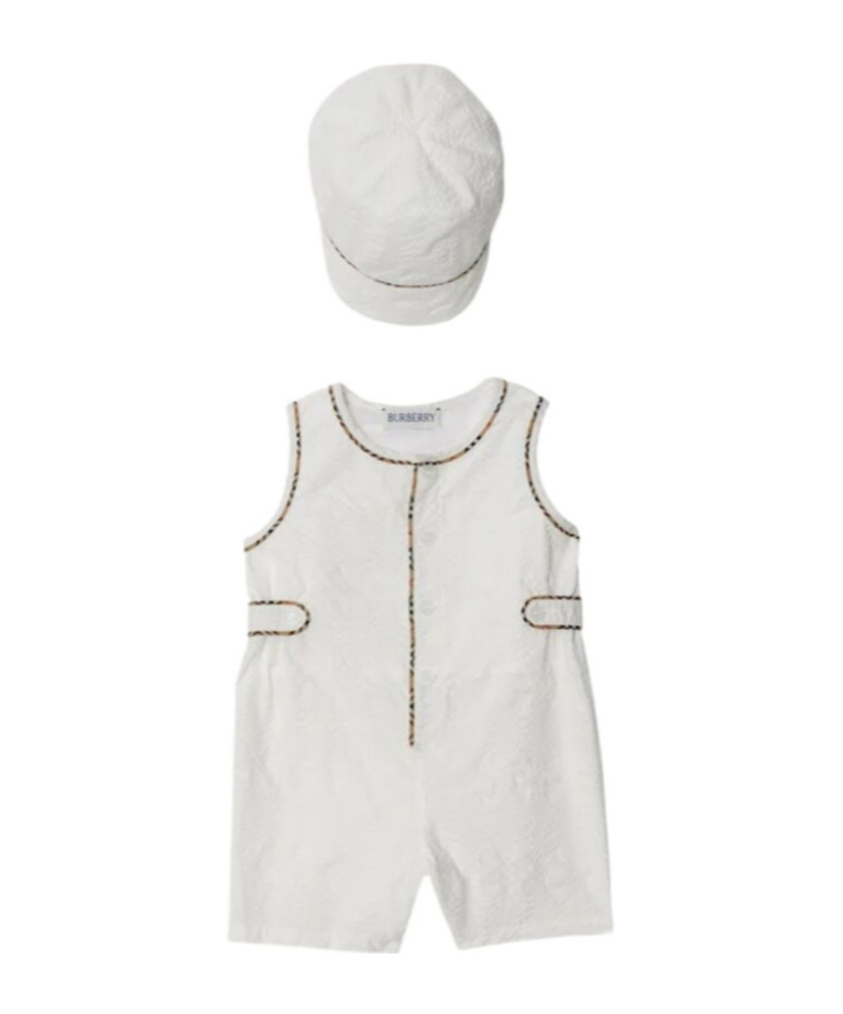 Burberry Check-trim Cotton Shorties Set In White
