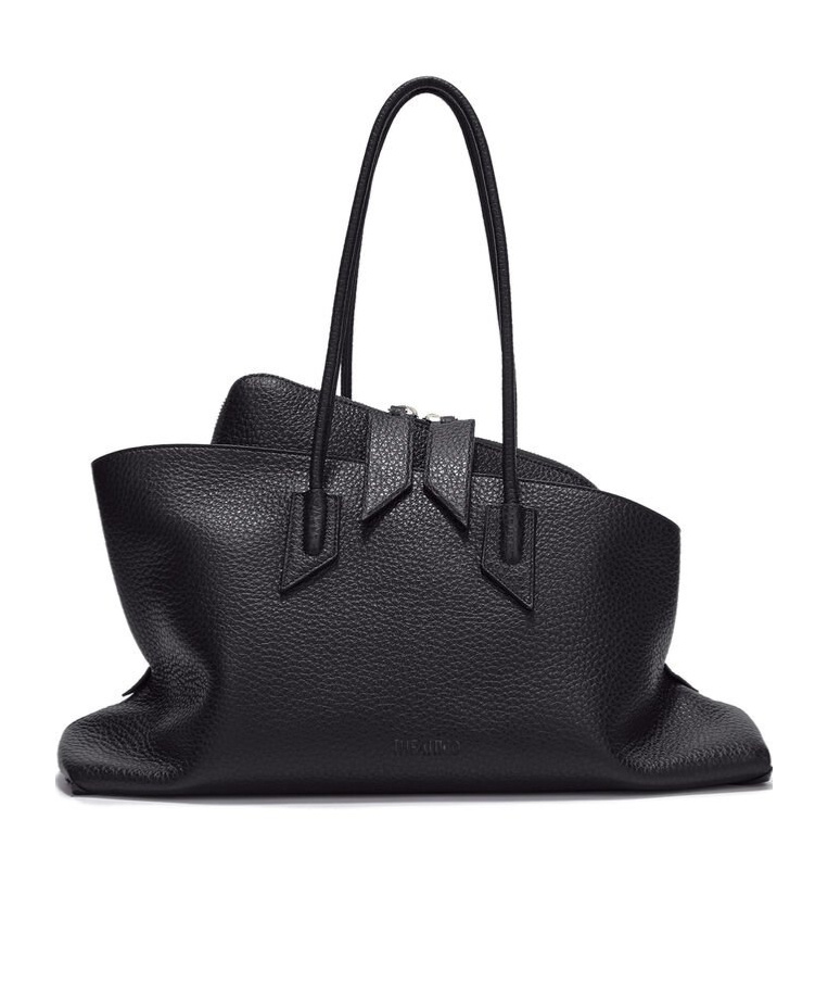 Attico La Passeggiata Medium Leather Shoulder Bag In Black