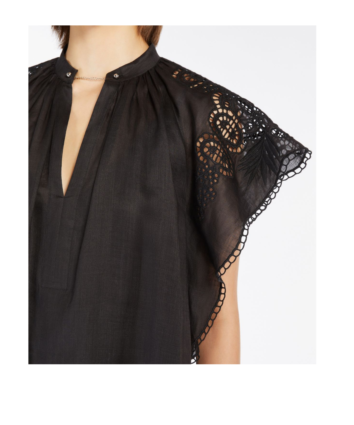 Max Mara Astor Short Dress In Ramie Canvas In Black
