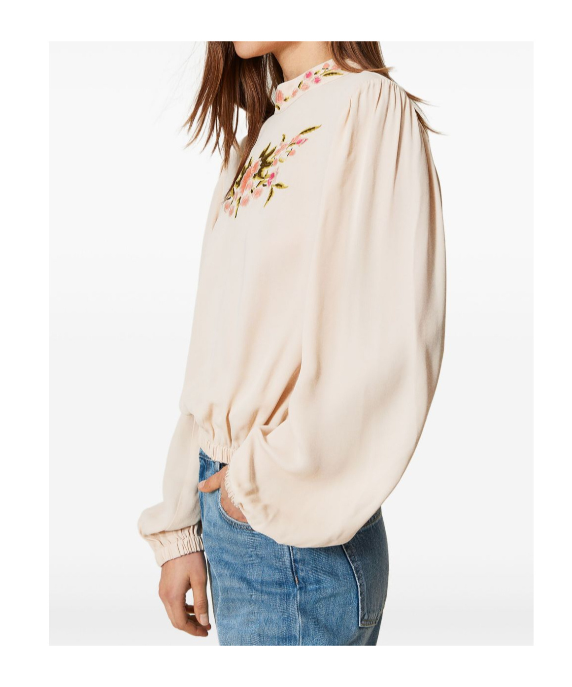 Shop Twinset Floral-embroidered Blouse
