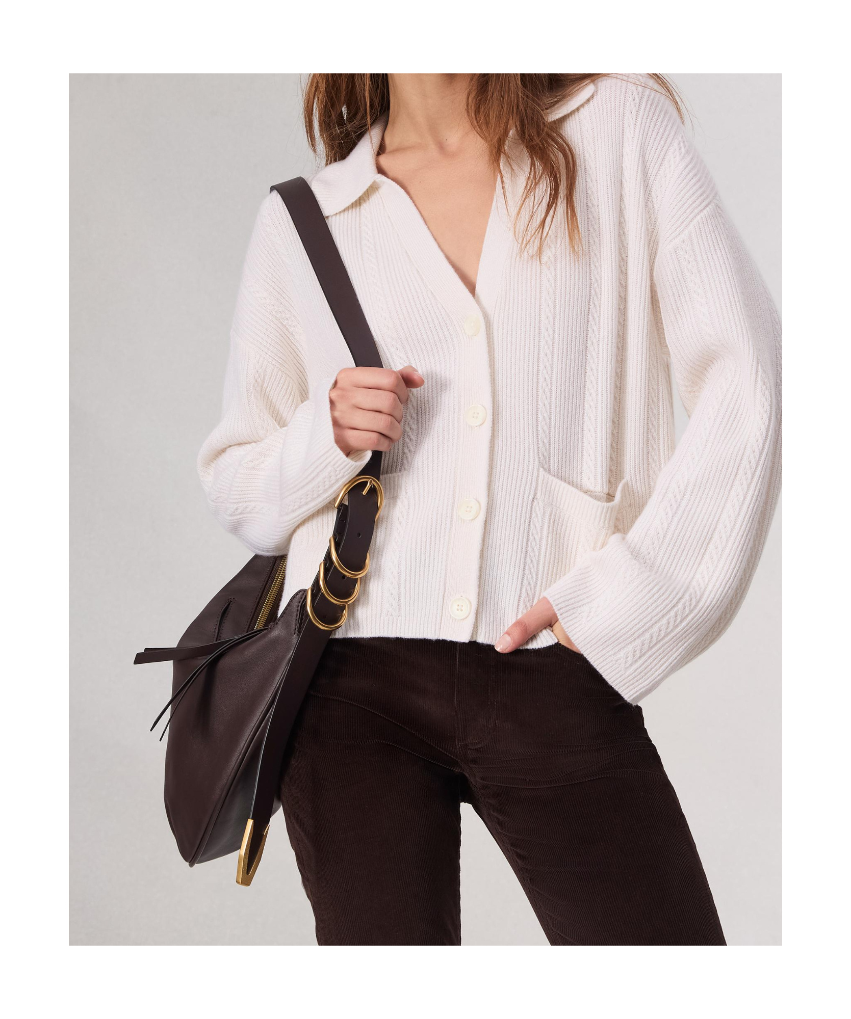 Rag & Bone Zippered Shoulder Bag In Dark Brown