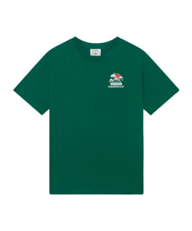 Casablanca Mens Montagne Ondulee Brand-print Cotton-jersey T-shirt In Green