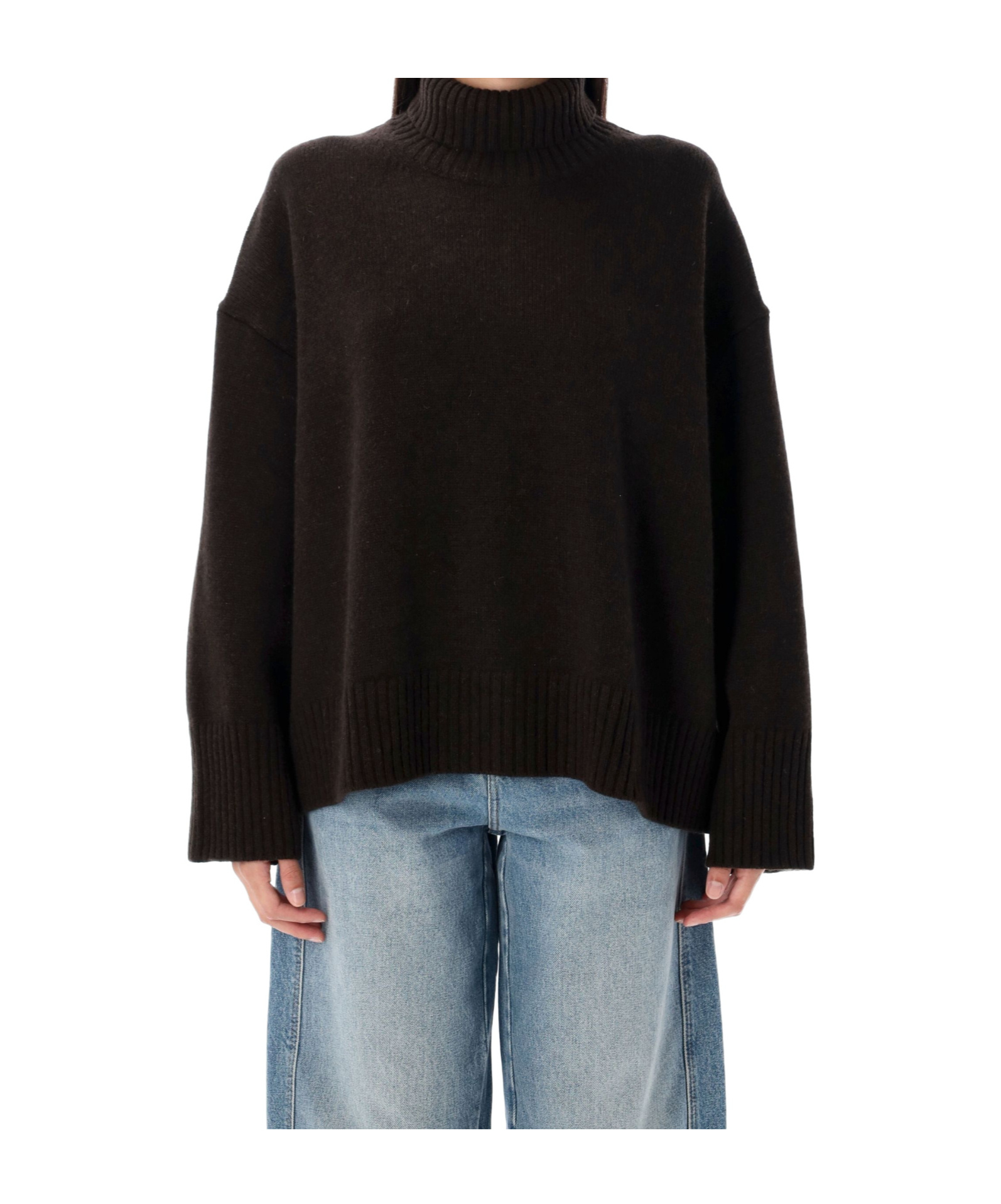 Soeur William High Neck Wool Knit Pullover In Black