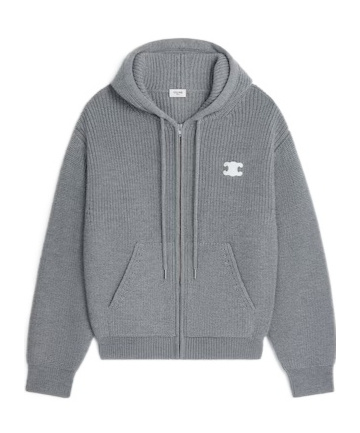 Celine Hooded Cardigan In Wool In Gray