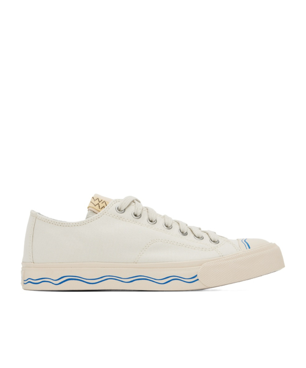 Visvim Wave-print Sneakers In White