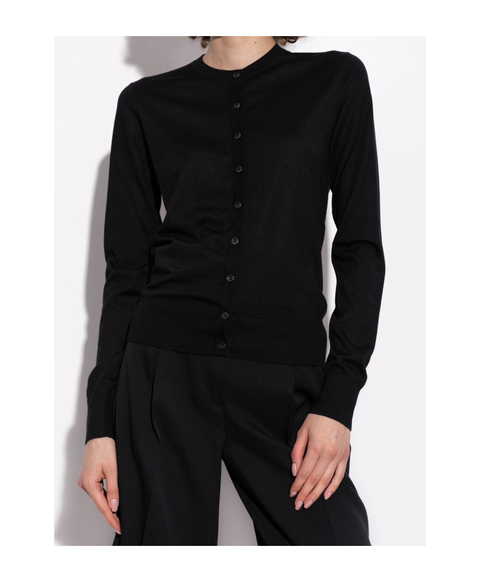 Dolce & Gabbana Cashmere And Silk Crewneck Cardigan In Black