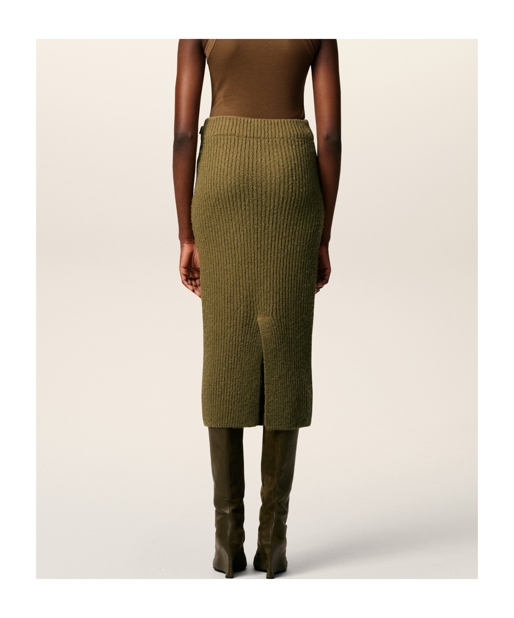 Ami Alexandre Mattiussi Wool Straight Skirt In Green