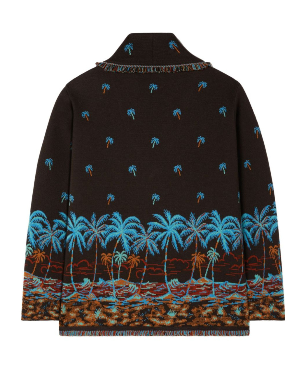 Alanui Embroidered Wool Tale Of A Hawaiian Cardigan In Cedar Brown