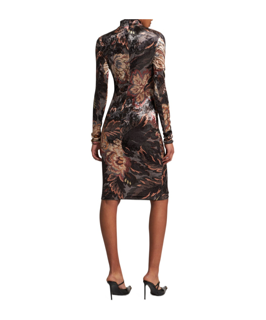 Etro Printed Chenille Midi Dress In Black