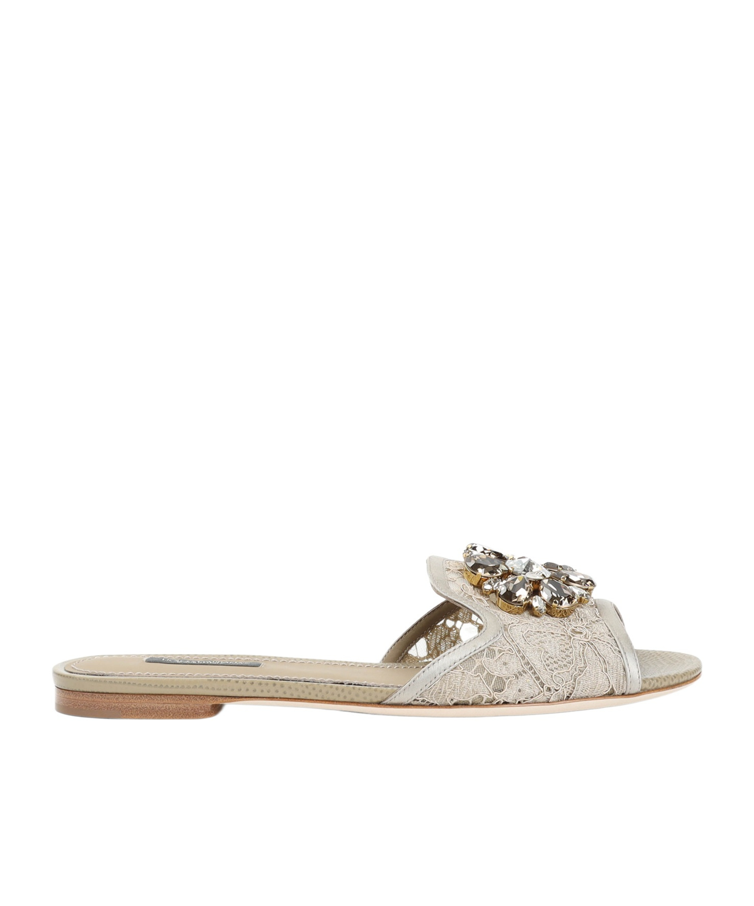 Dolce & Gabbana Lace Flat Sandals In White