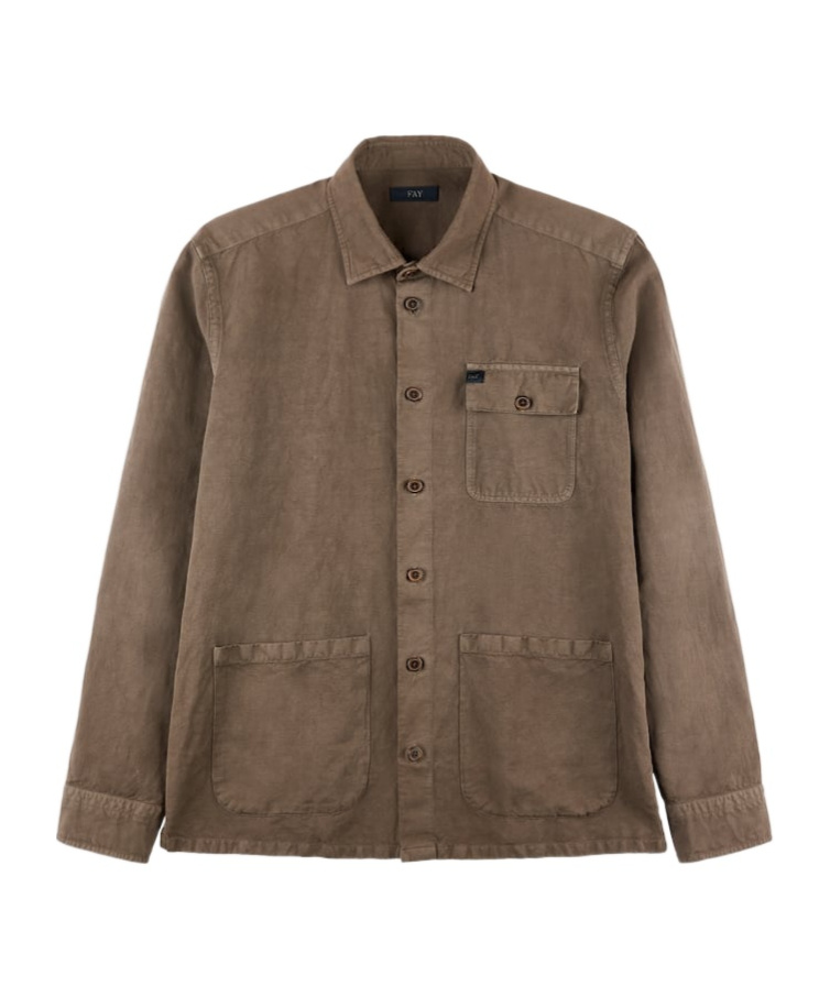 Fay Long-sleeved Shirt In Brown