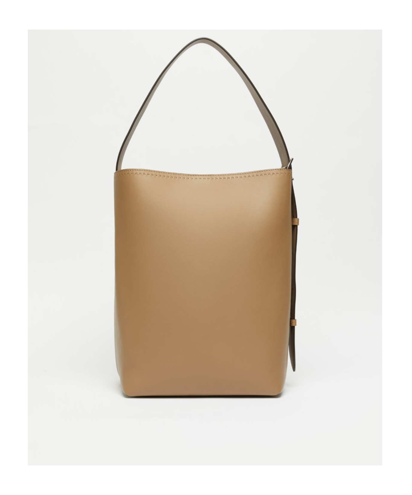 Max Mara Archetipo Leather Maxi Bucket Bag In Brown