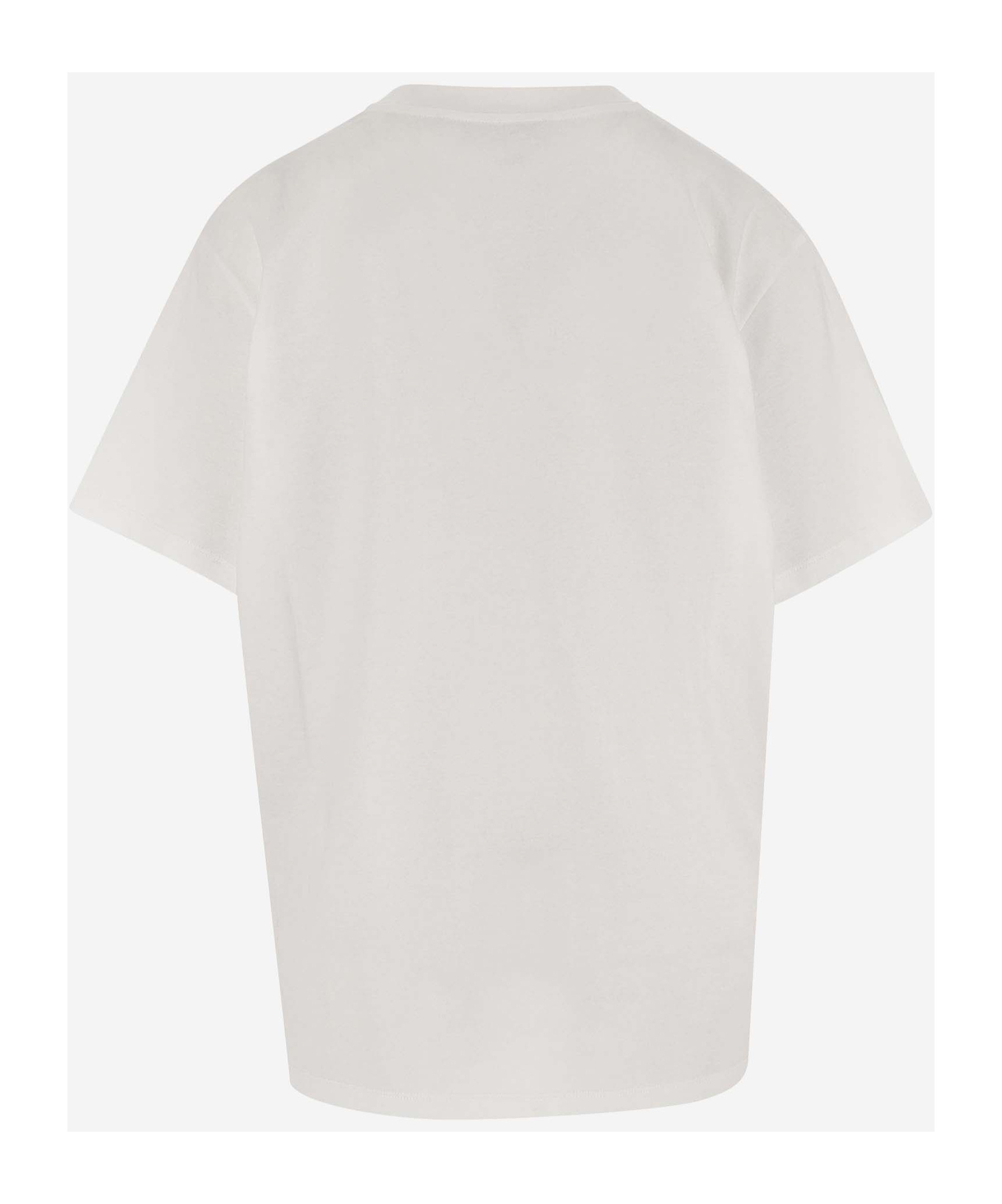 Stella Mccartney White Crewneck T-shirt With Embroidered Logo At The Front In Cotton Woman In White