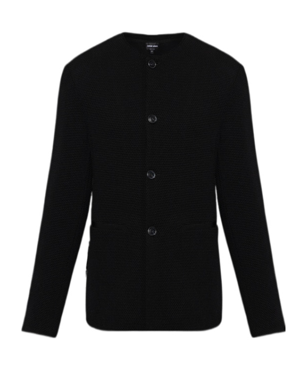 Giorgio Armani Textured Button-up Knitwear In Black