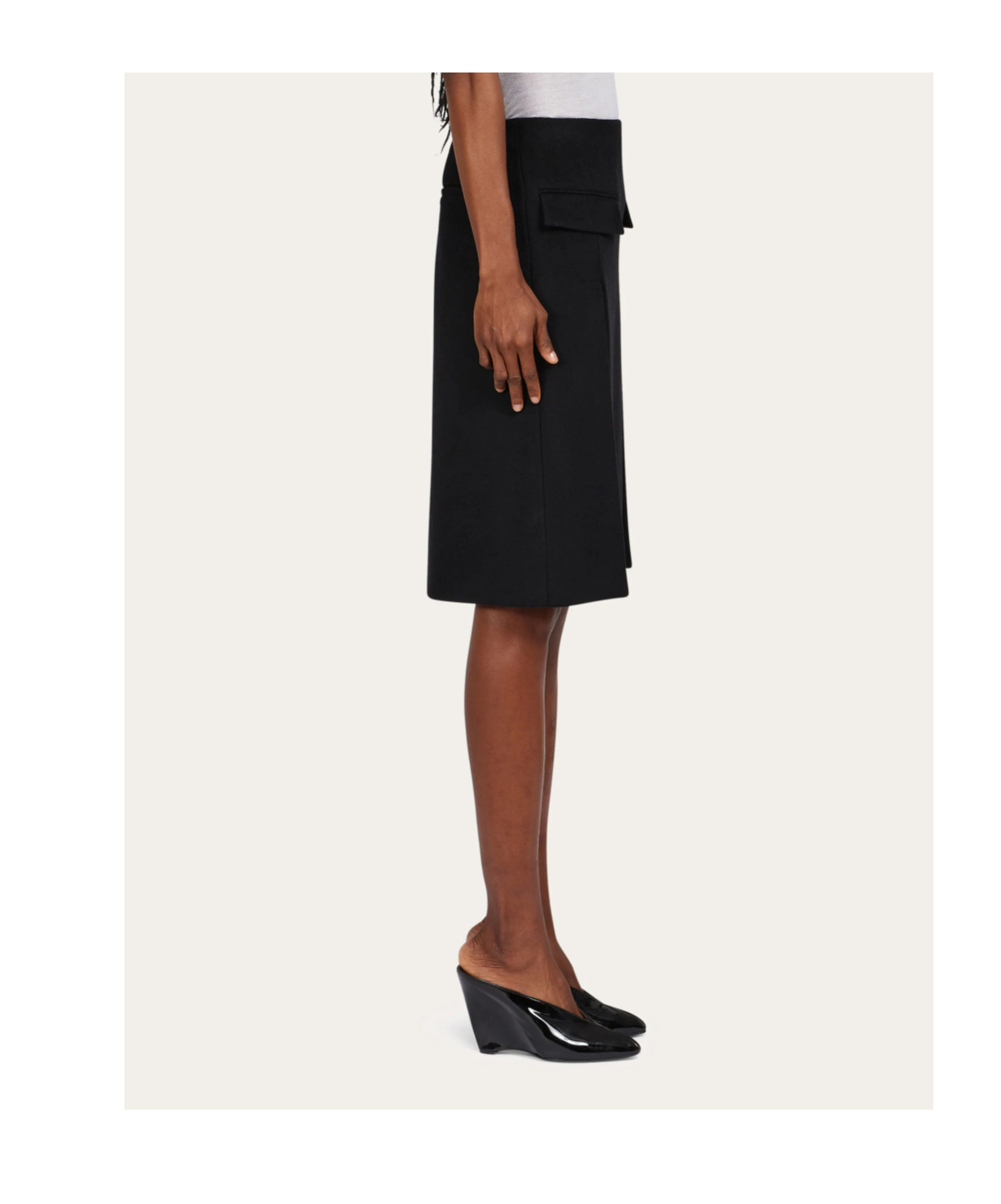 Ferragamo Viscose And Wool Skirt With Double Slit In Black