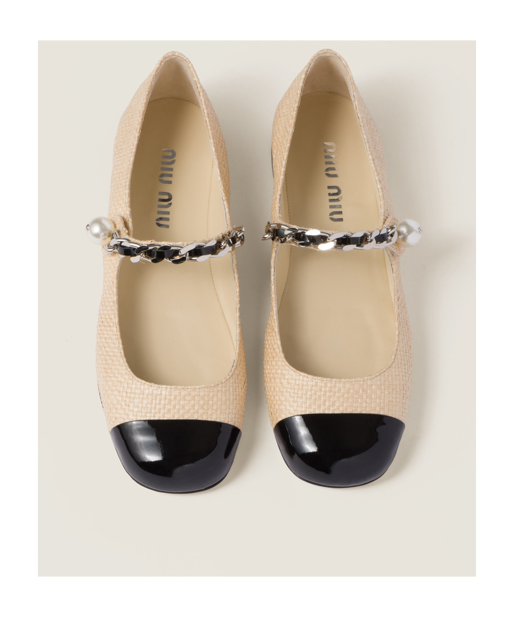 Miu Miu Ankle Strap Ballerinas In Nude