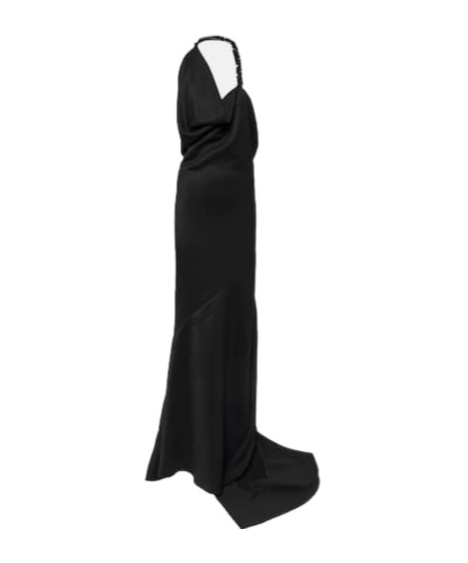 Maticevski Desires Asymmetric Bead-embellished Twill Halterneck Gown In Black
