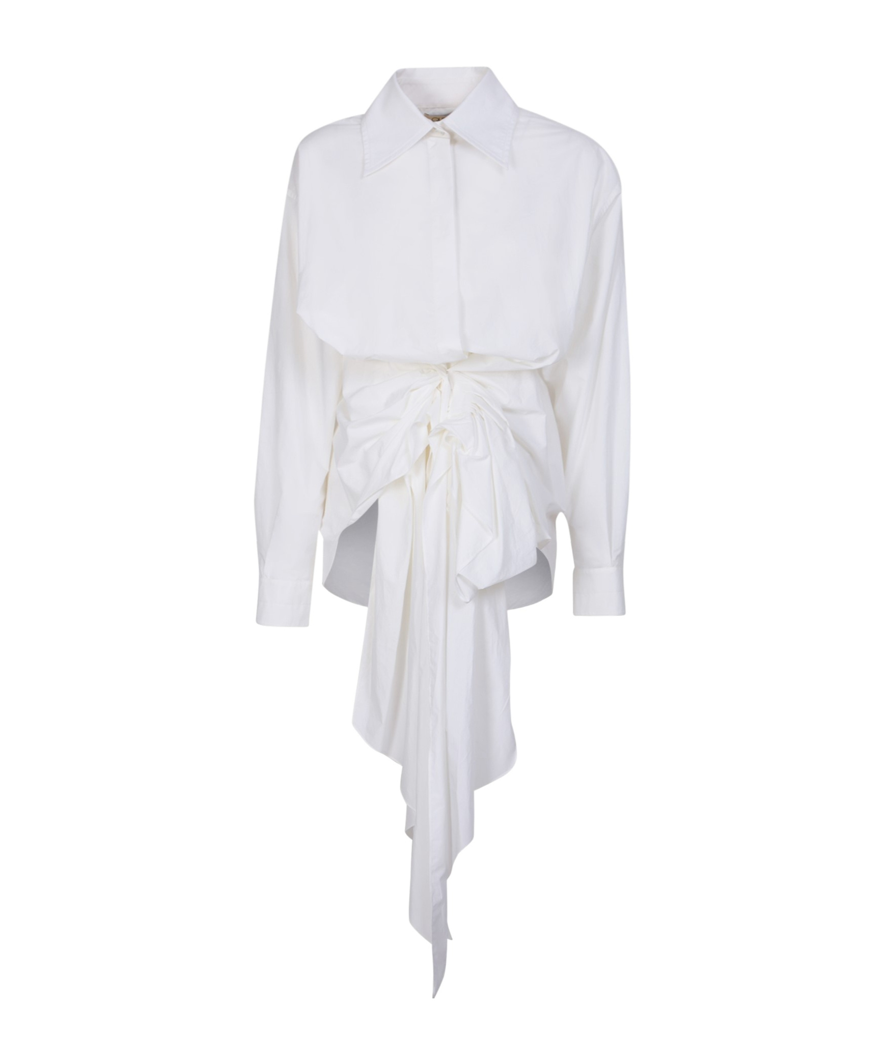 Shop Quira Draped-detail Cotton Shirt In White