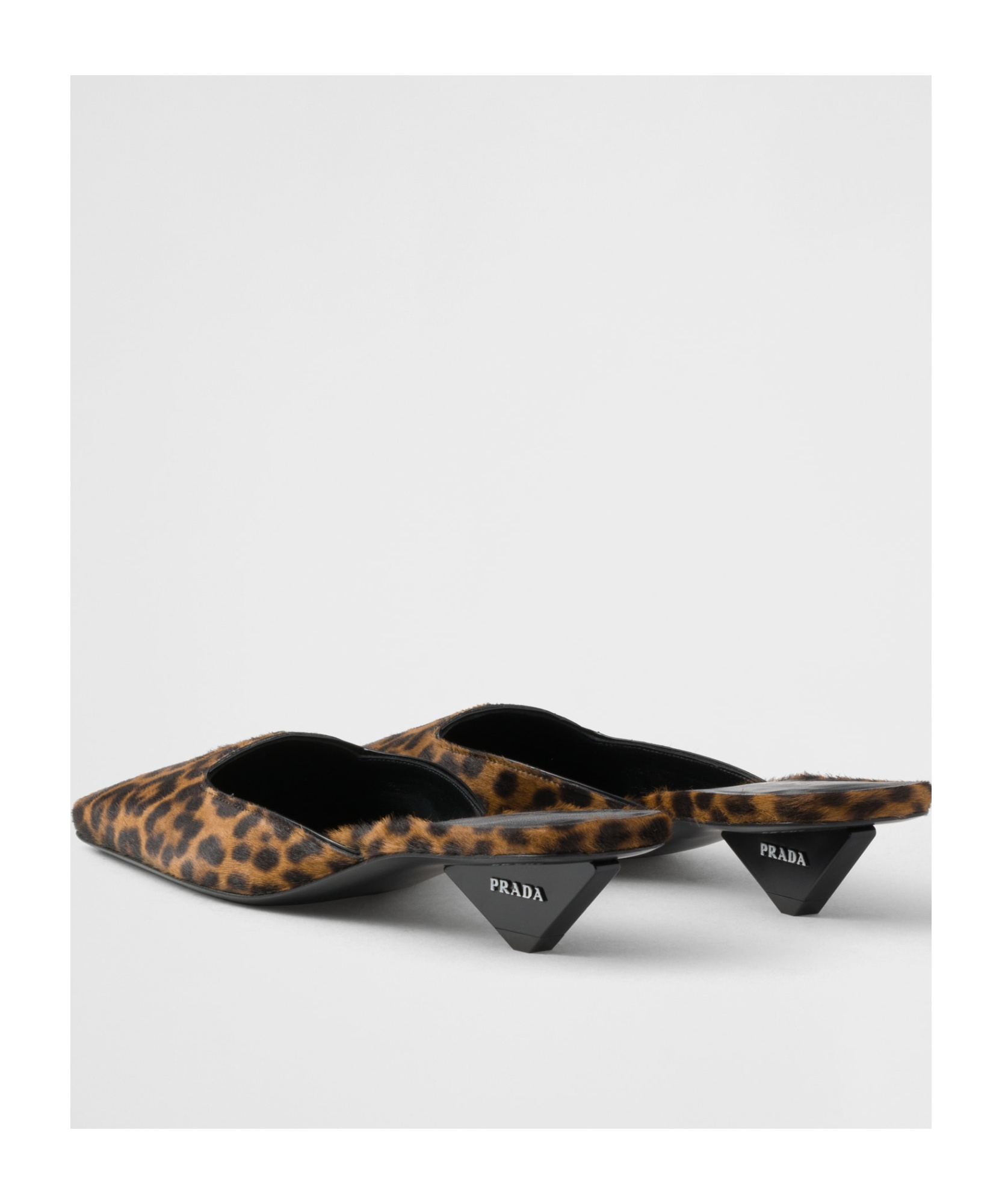Prada Leopard Printed Slip On Mules In Black