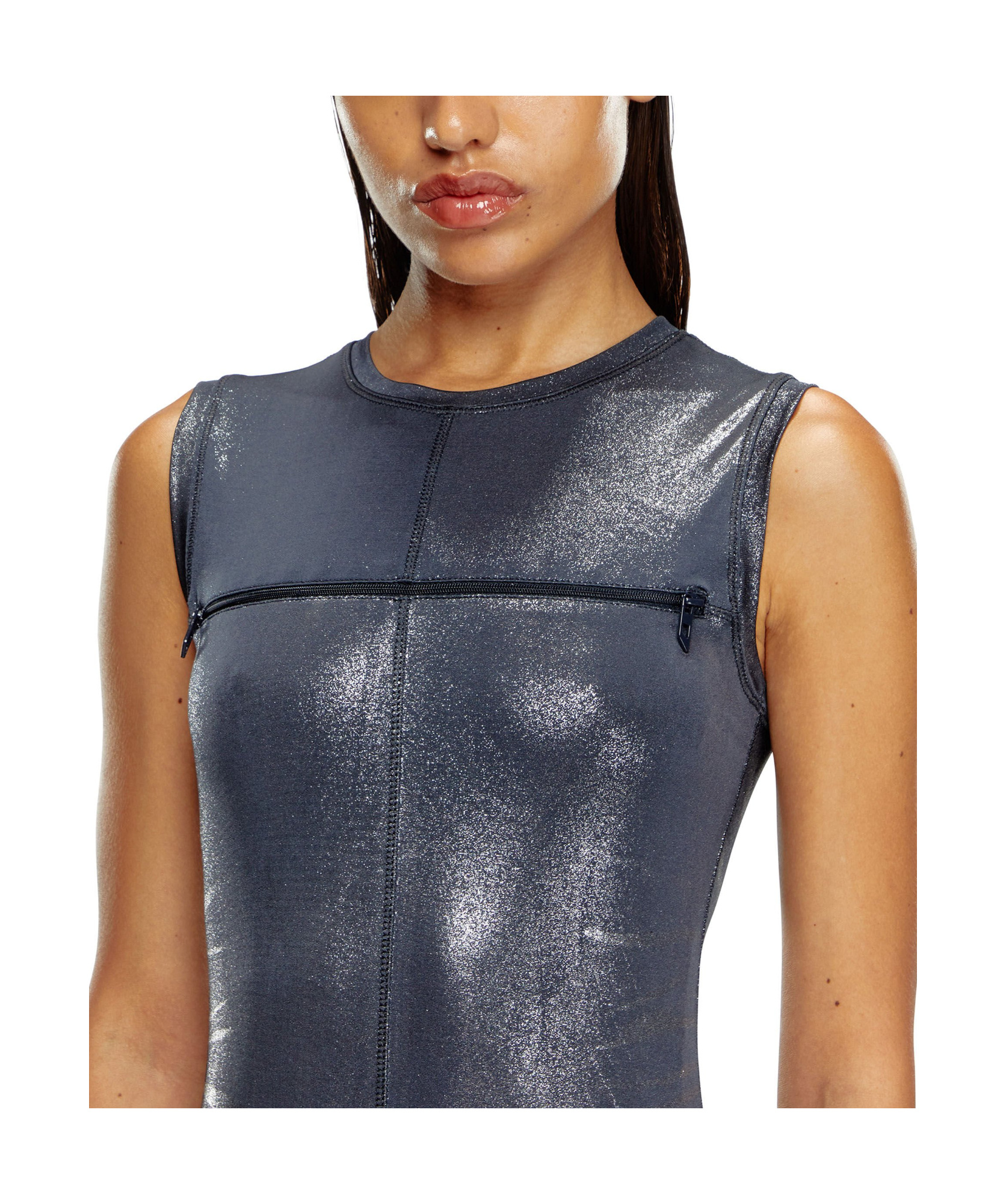Diesel Stretch Jersey Dress With Metallized Effect In Black
