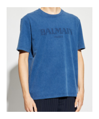 Balmain Loose Ss T-shirt Clothing In Blue