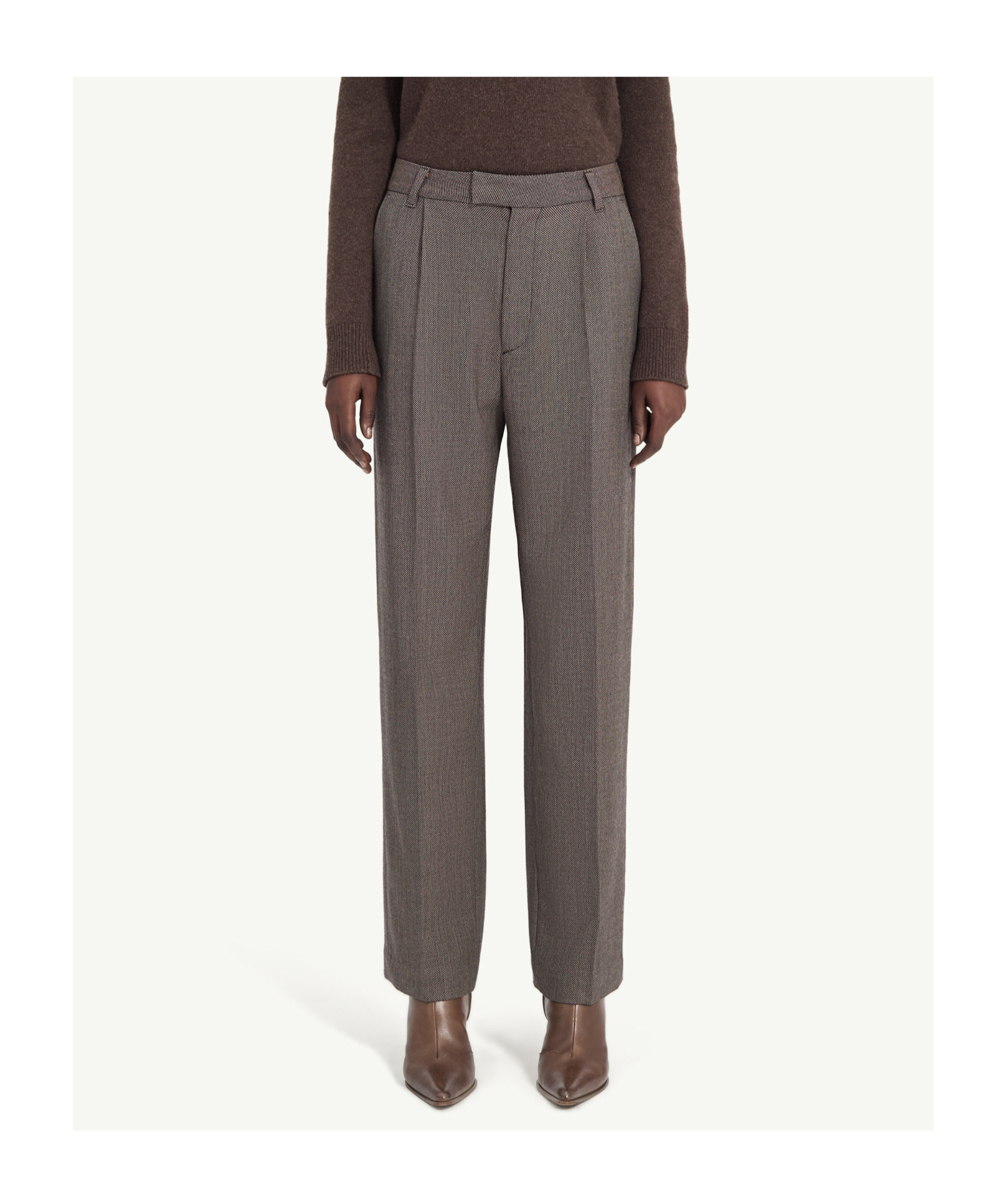 Mm6 Maison Margiela Pleated Herringbone Trousers In Gray