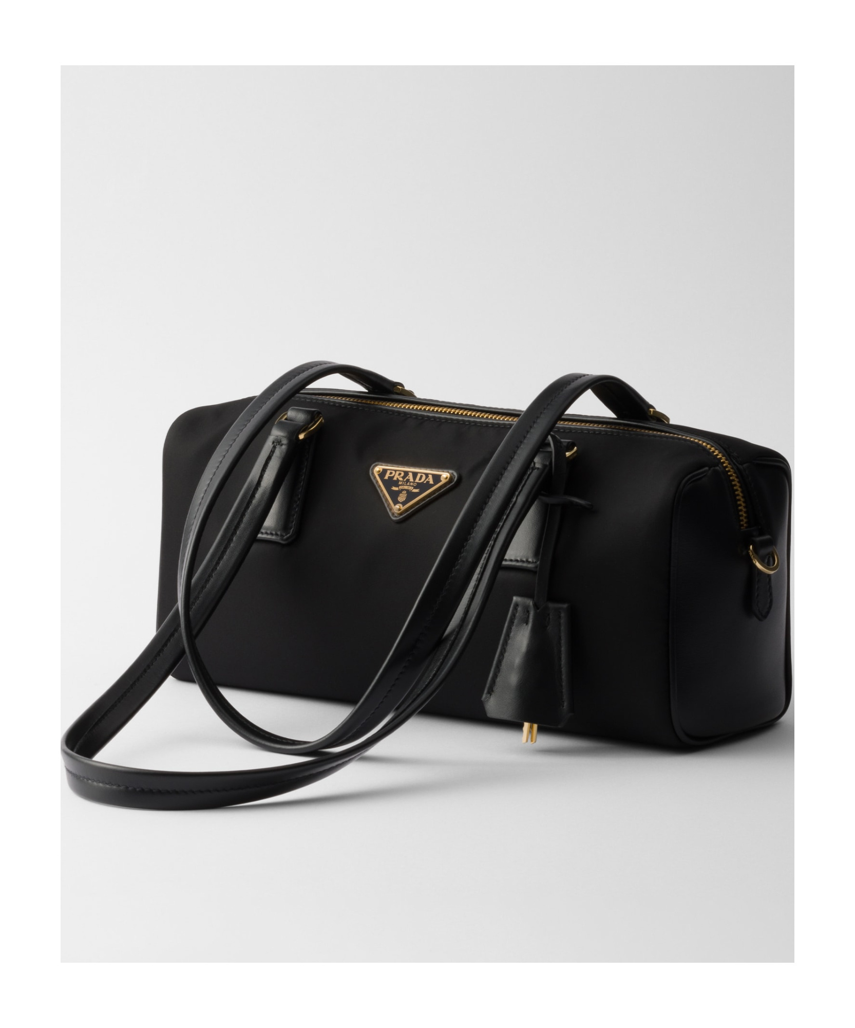 PRADA RE-NYLON AND LEATHER MEDIUM TOP-HANDLE BAG