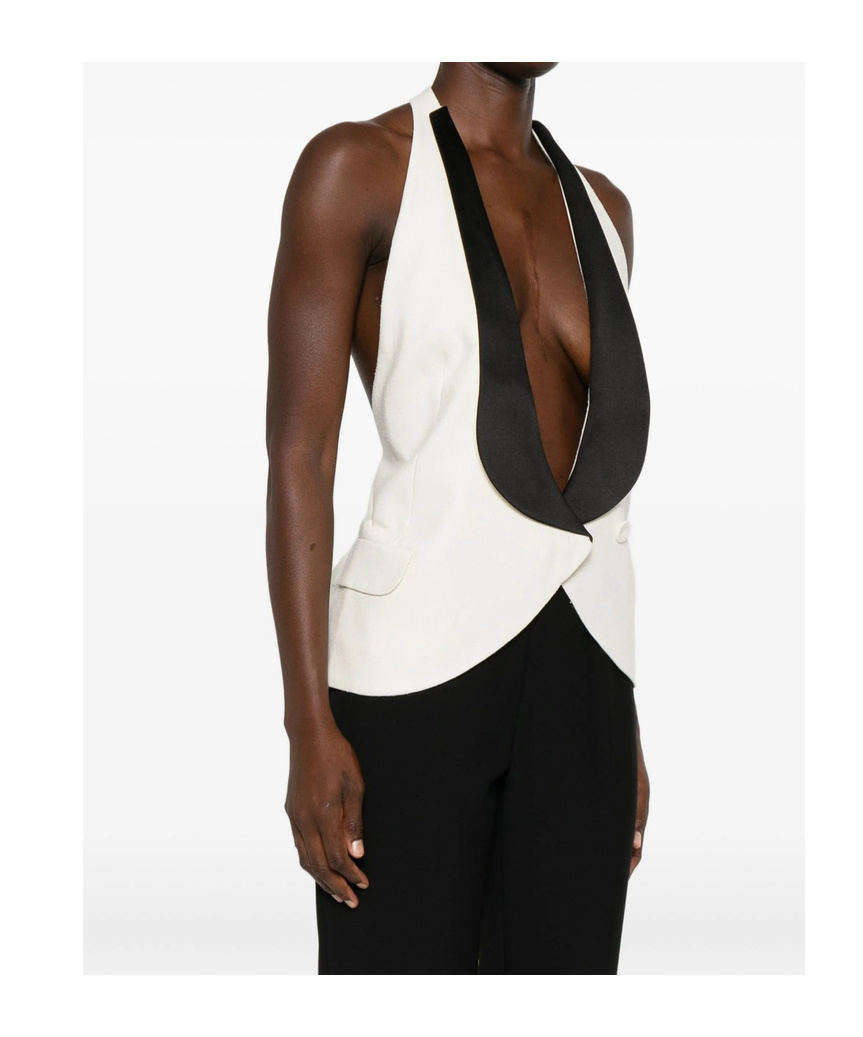 Christopher Esber V-neck Colorblock Vest In White