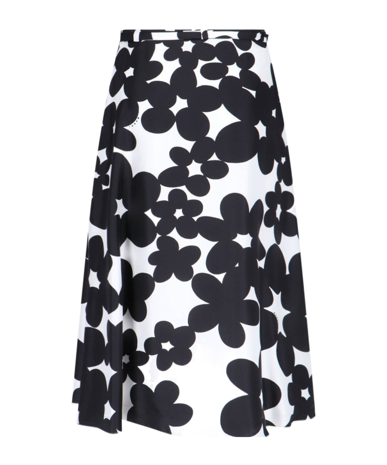 Marni Floral Pattern High Waist A-line Skirt In Black
