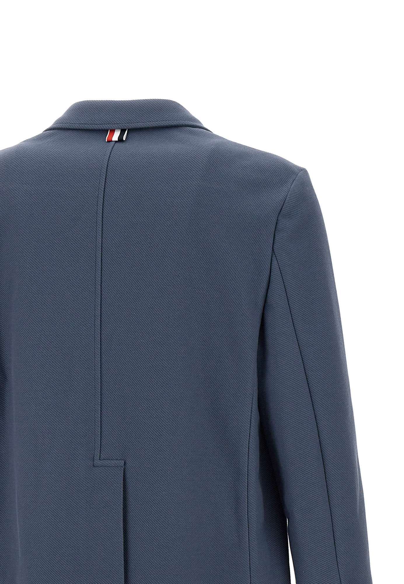 Thom Browne Striped-sleeve Cotton Blazer In Blue