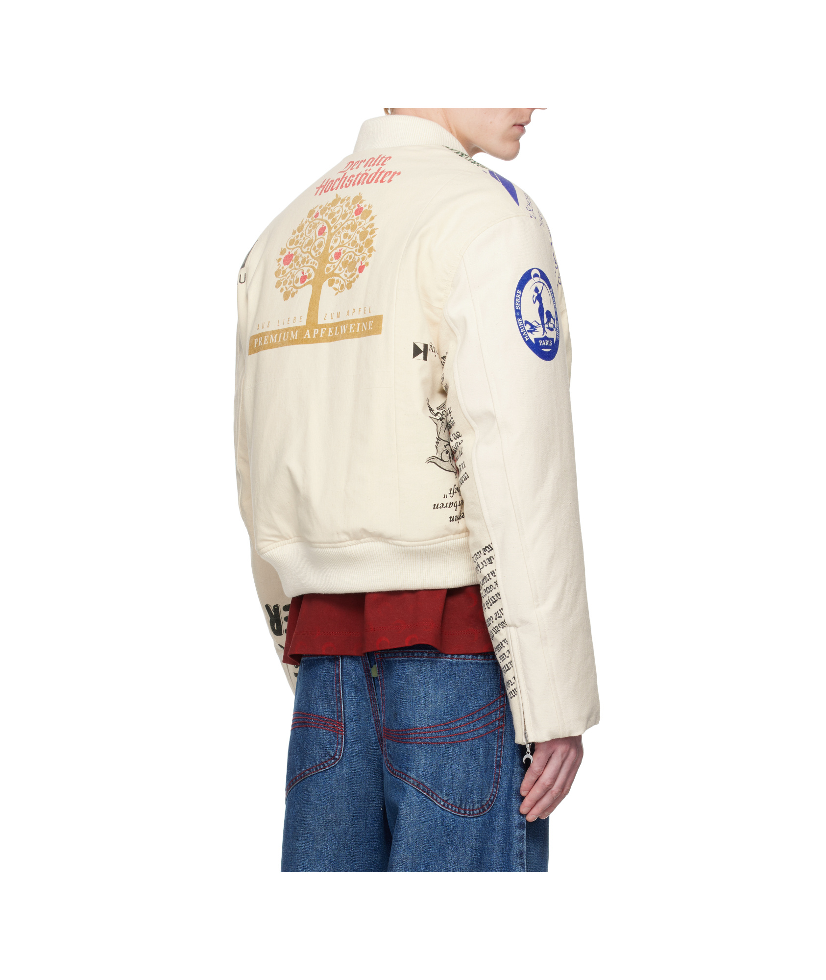 Marine Serre Beige Regenerated Tote Bags Bomber Jacket