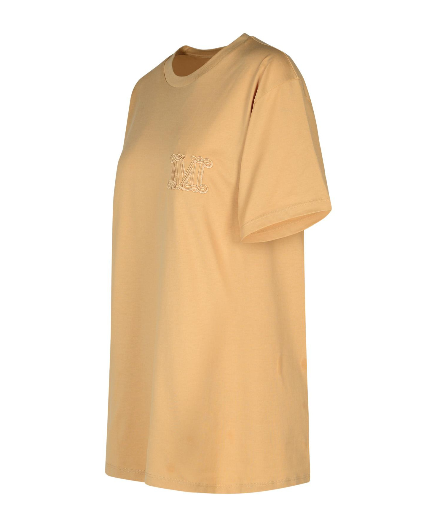 Max Mara Clay-coloured Cotton T-shirt With Logo In Nude