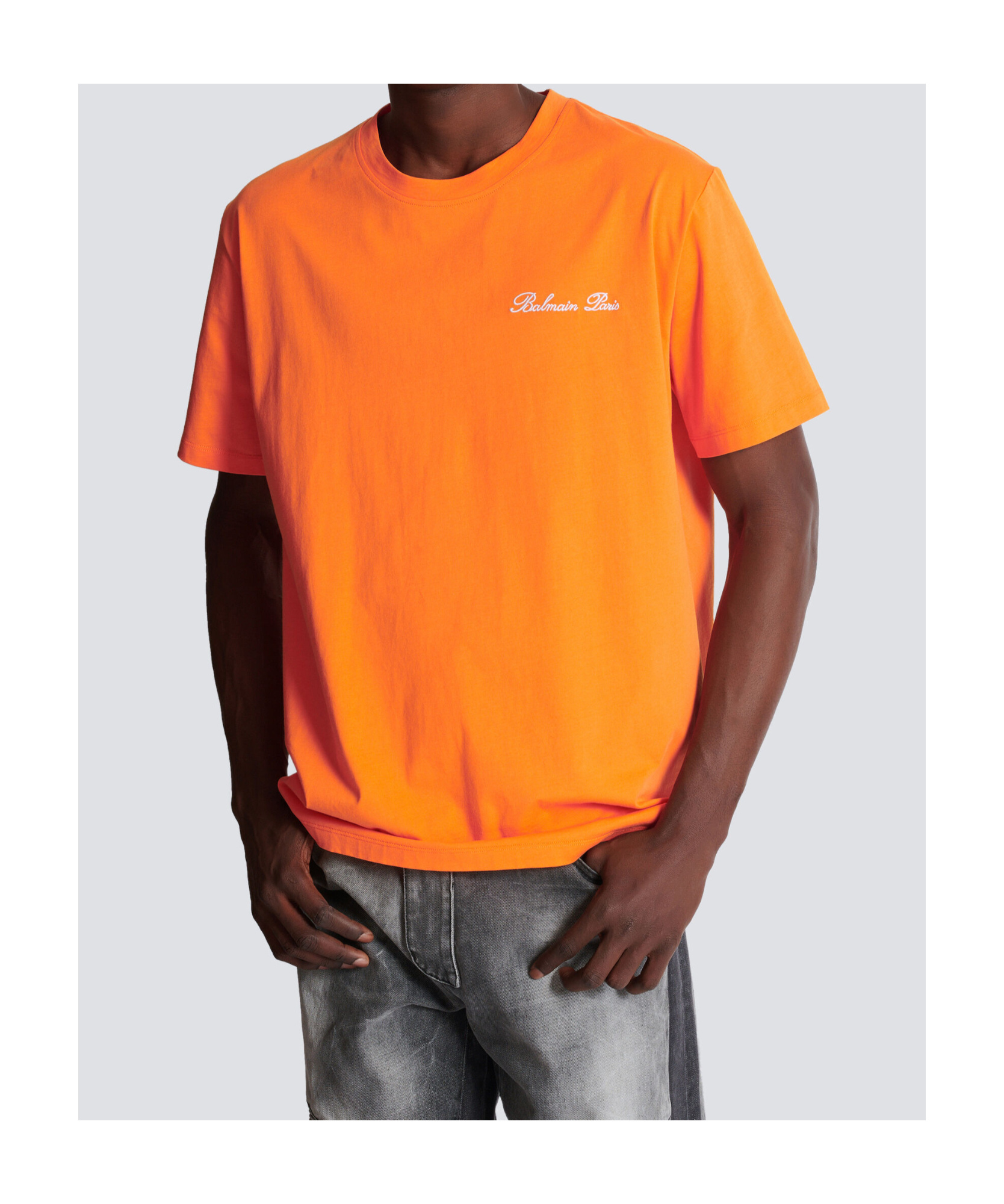 Balmain Embroidered Signature Logo T-shirt In Orange