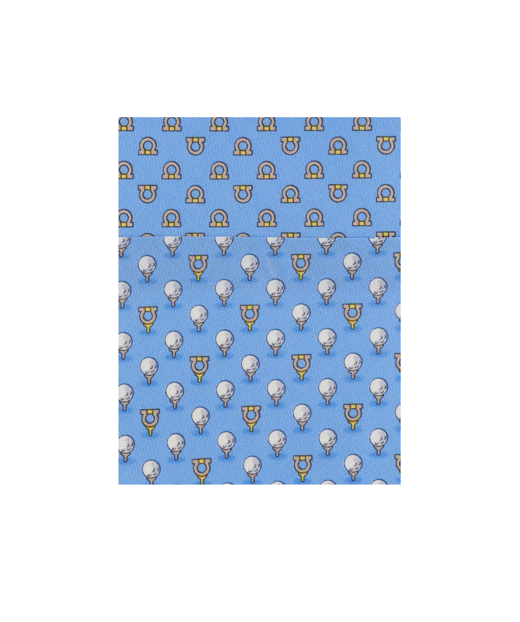 Ferragamo Silk Tie With Golf And Gancini In Blue