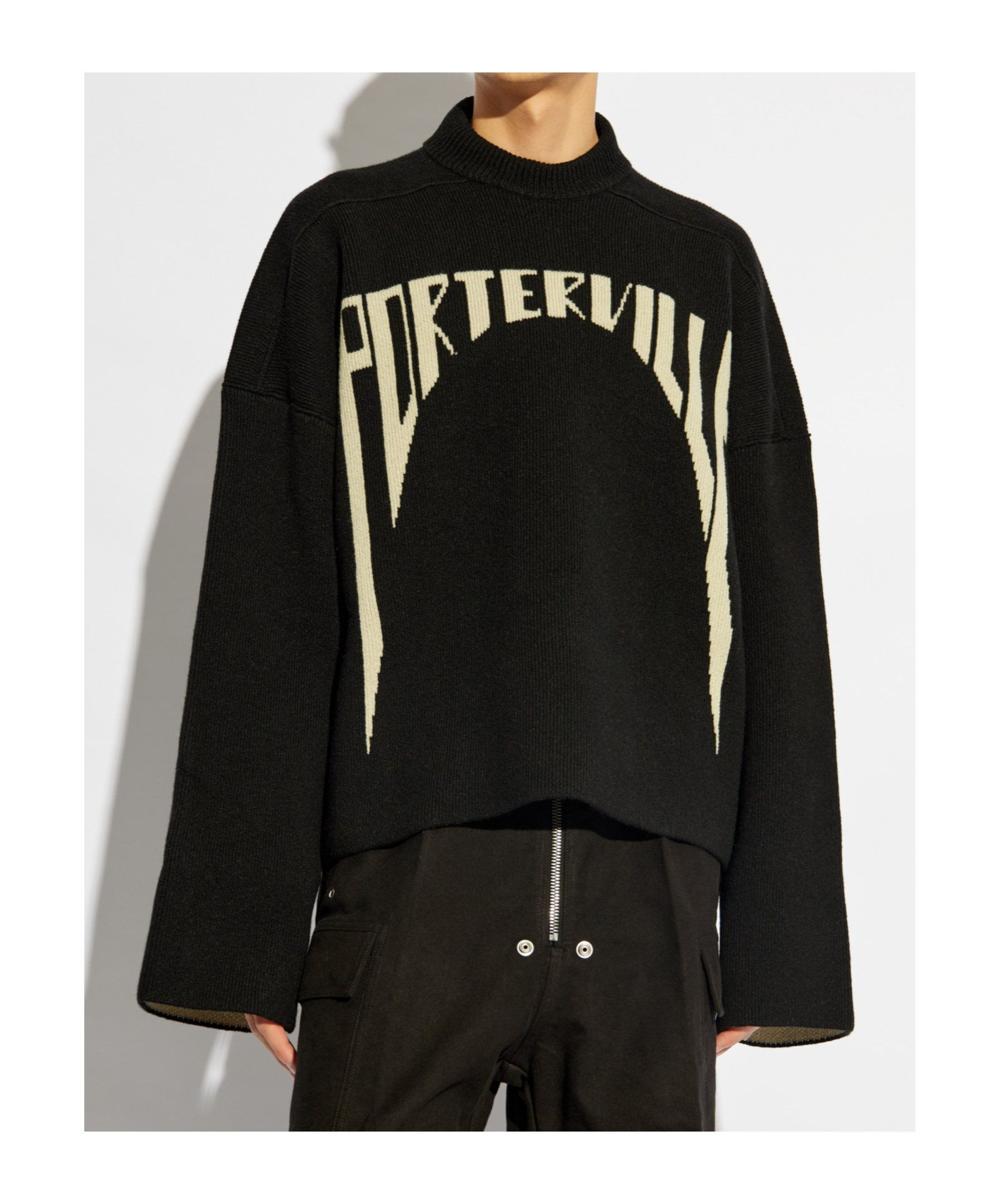 Shop Rick Owens Intarsia-knit Sweater In Black