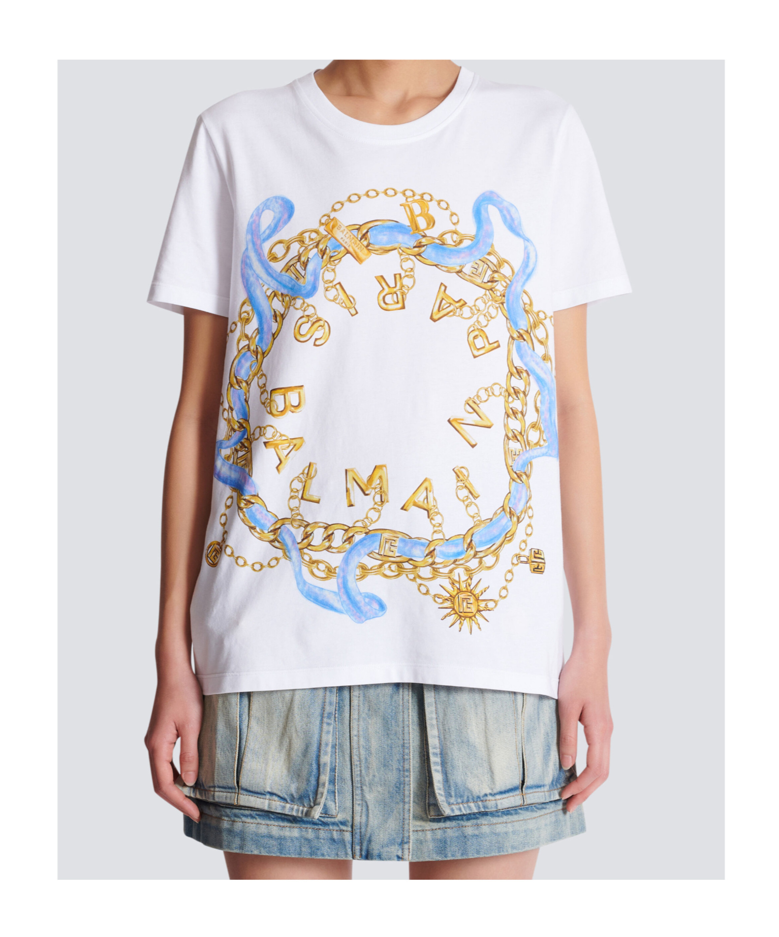 Balmain Paris Chain Print T-shirt