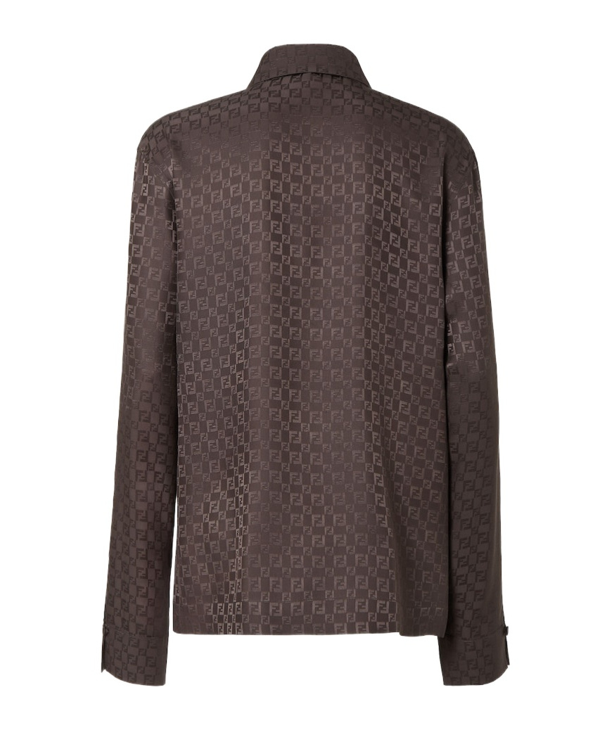Fendi Silk Ff Jacquard Crossover Shirt In Brown