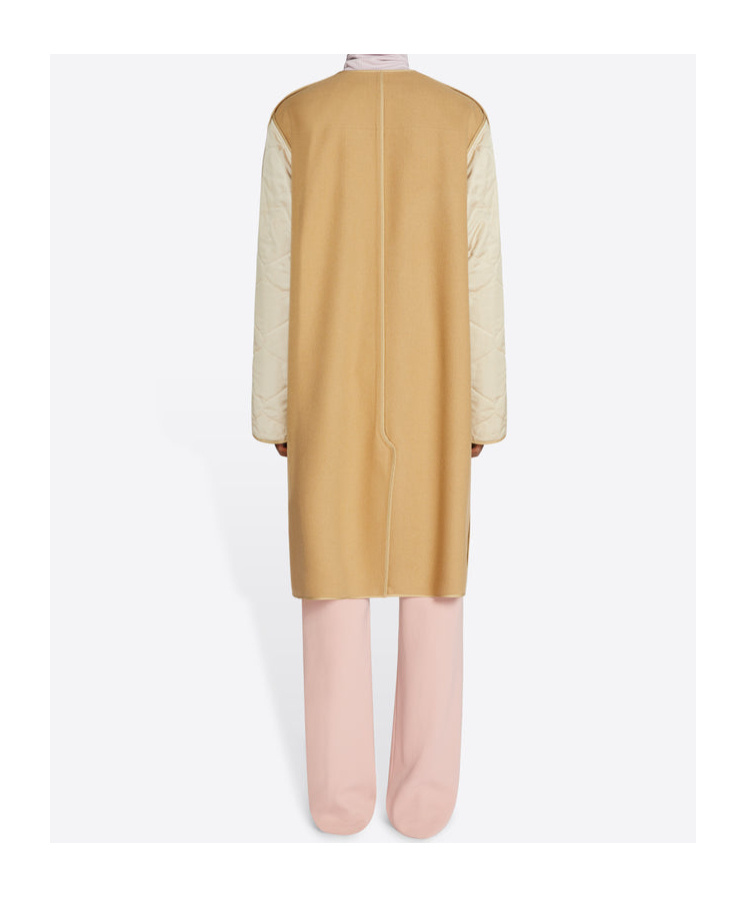 Dries Van Noten Unlined Collarless Coat In Nude