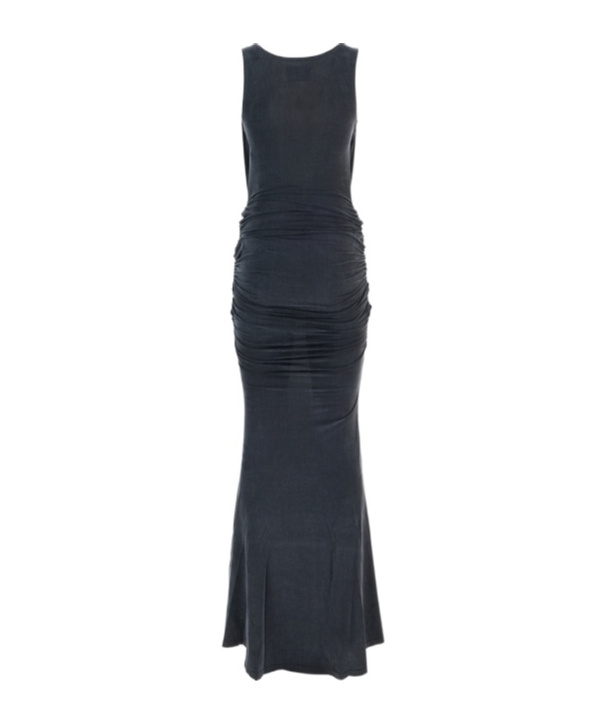 Vivienne Westwood Long Ginnie Pencil Dress Fluid Viscose Satin Black 40 Women