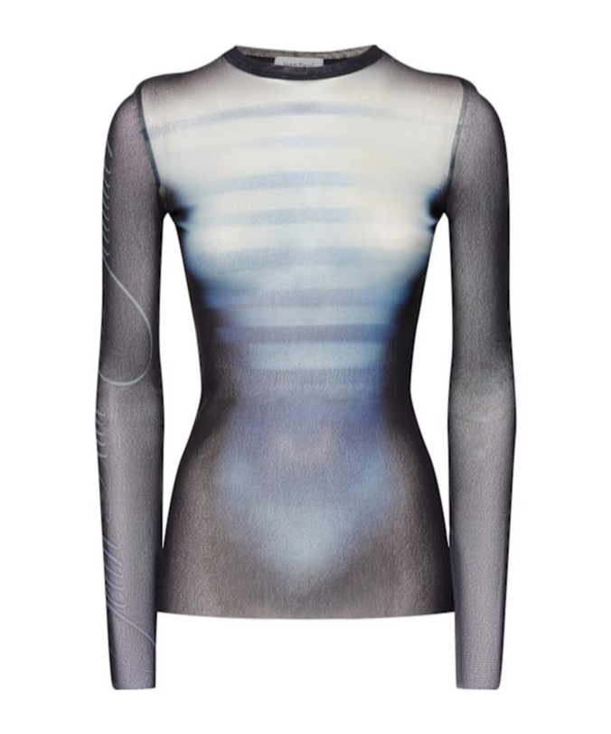 Jean Paul Gaultier Le Mâle Printed Mesh Top In Blue