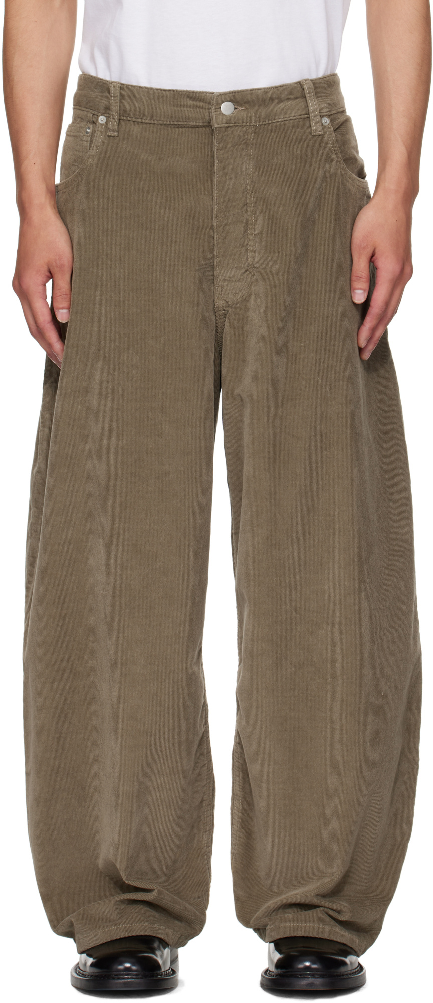Studio Nicholson Belt Loops Slacks In Brown