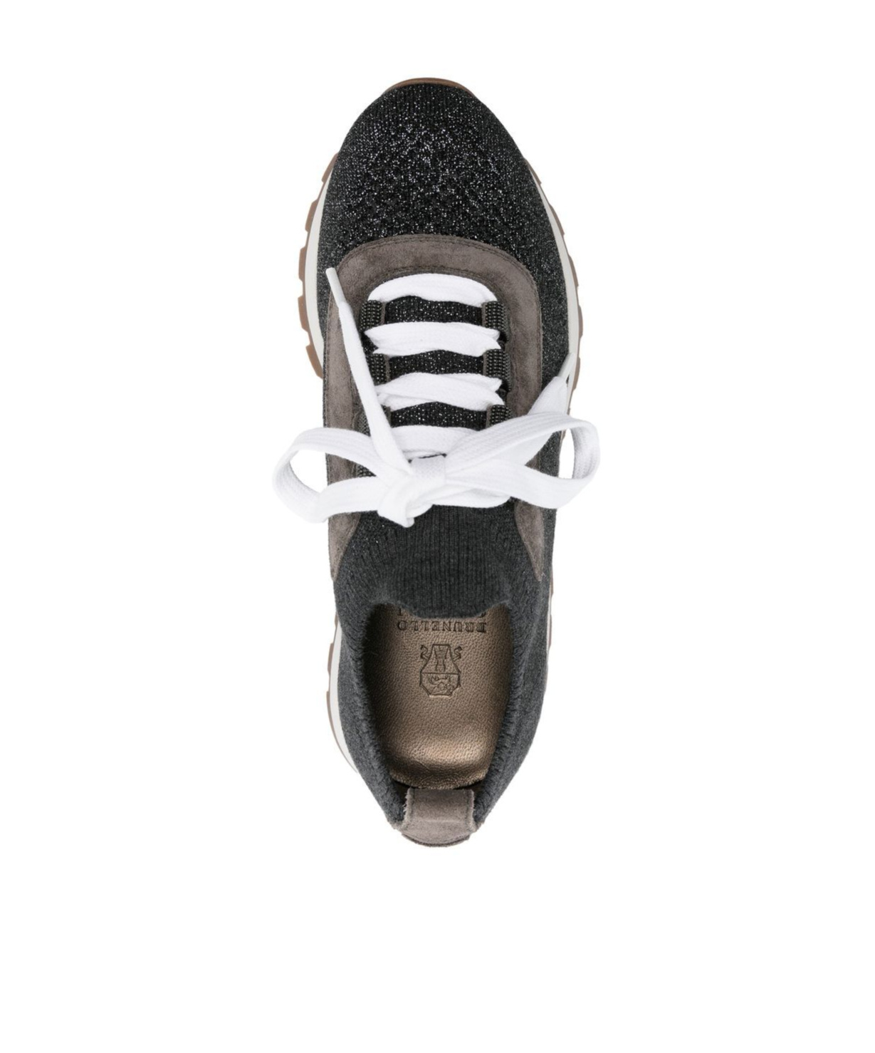 Brunello Cucinelli Glitter Finish Sneakers Contrast Sole In Black