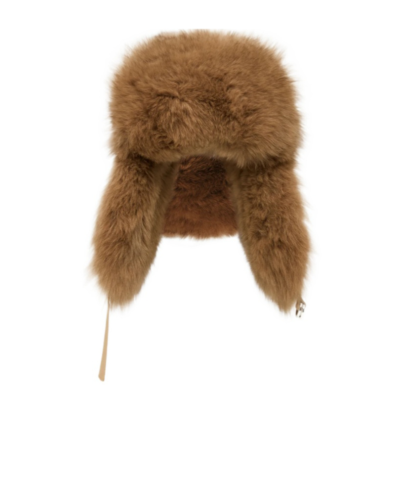 Yves Salomon Loro Piana Flannel And Fox Fur Ushanka In Brown