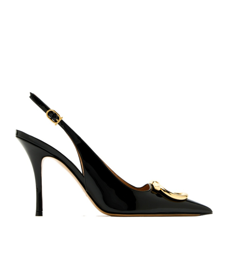 Ferragamo Sara Patent Leather Slingback Pumps In Black