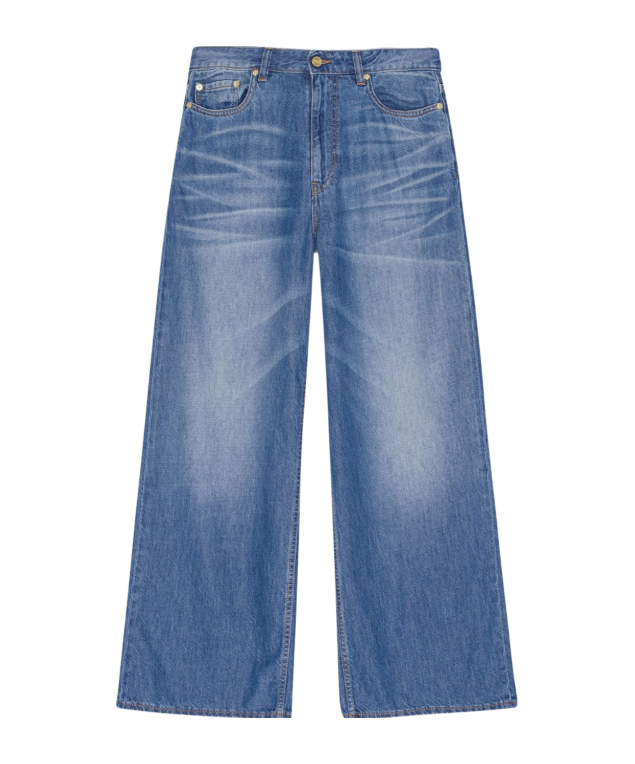 Ganni Mid-rise Wide-leg Jeans In Blue