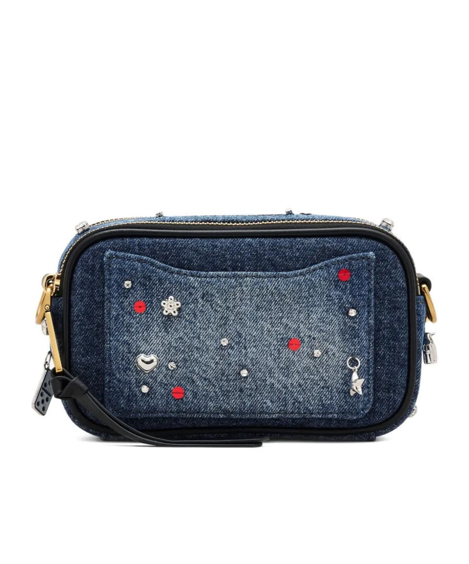 Marc Jacobs The Trinket Charm Denim Snapshot In Black