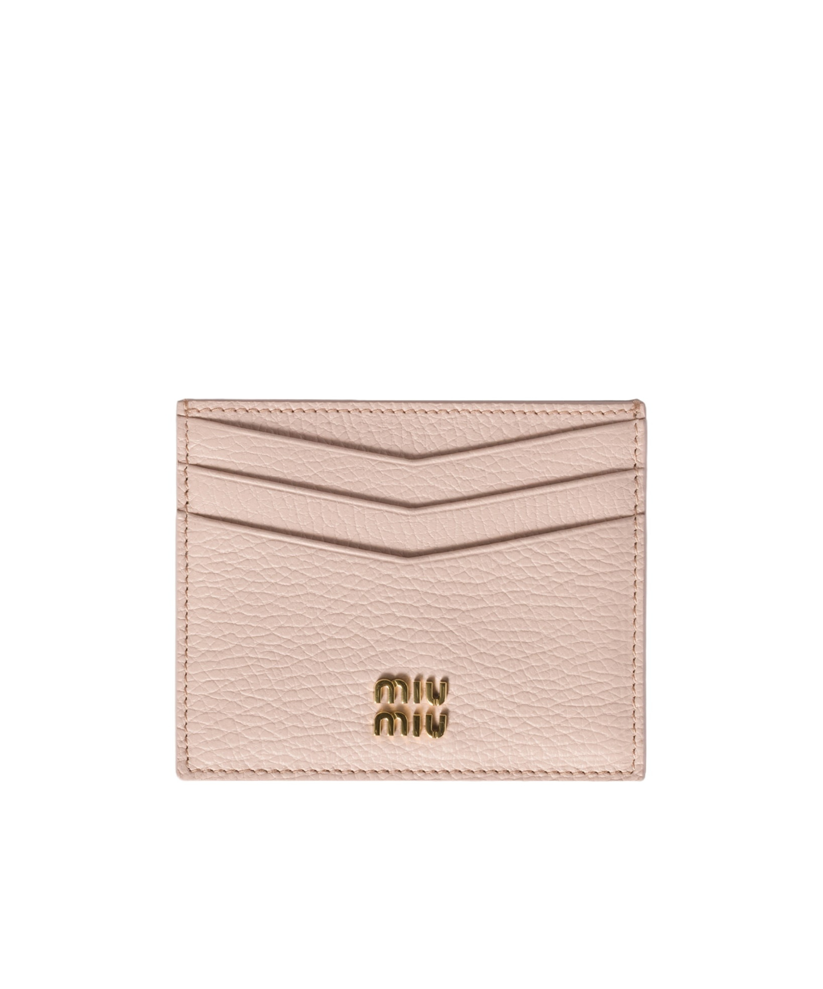 Miu Miu Leather Logo-plaque Card Holder In Neutral