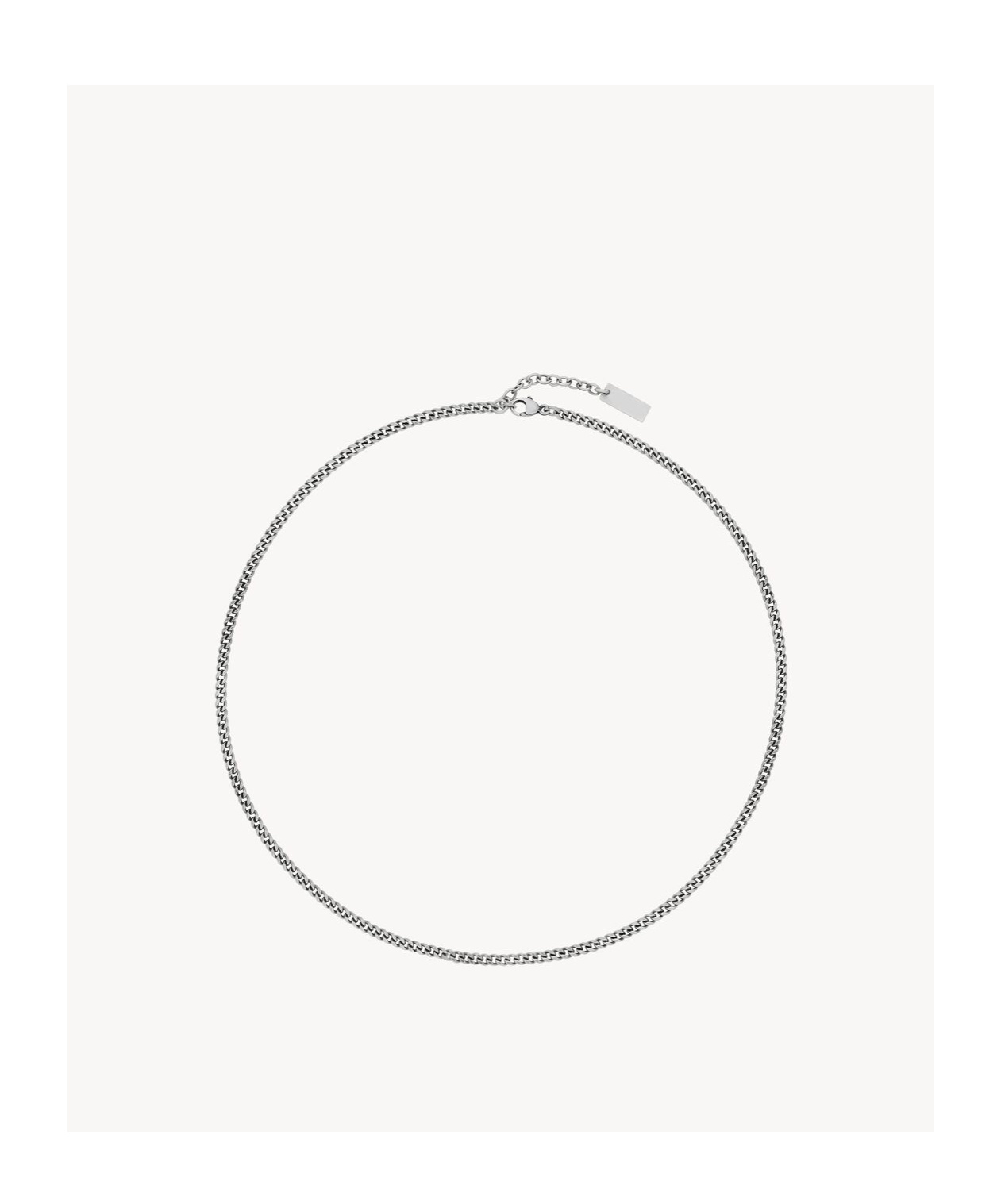 Saint Laurent Logo Plaque Chained Necklace In Gray
