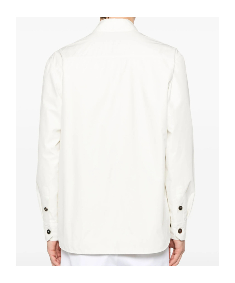 Brioni Long Sleeve Leather Jacket In White